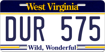 WV license plate DUR575