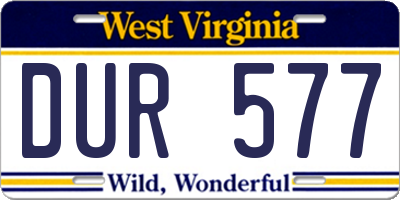 WV license plate DUR577