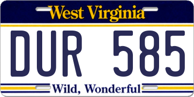 WV license plate DUR585
