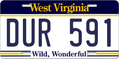 WV license plate DUR591
