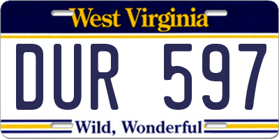 WV license plate DUR597