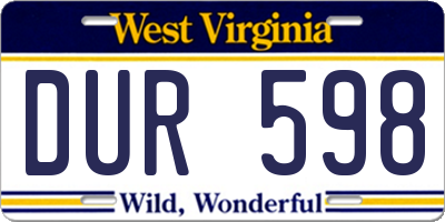 WV license plate DUR598