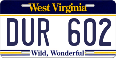 WV license plate DUR602