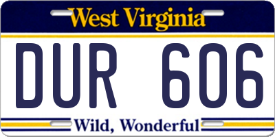WV license plate DUR606