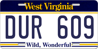 WV license plate DUR609