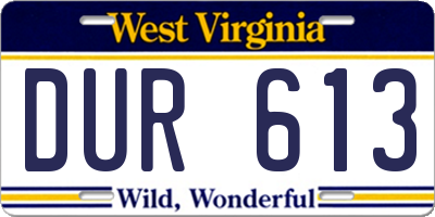 WV license plate DUR613
