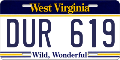 WV license plate DUR619