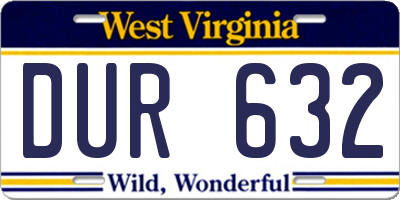 WV license plate DUR632