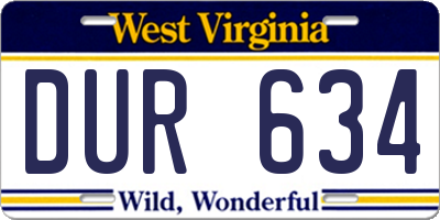 WV license plate DUR634