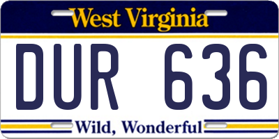 WV license plate DUR636