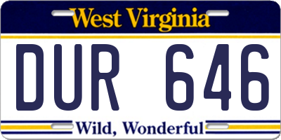 WV license plate DUR646