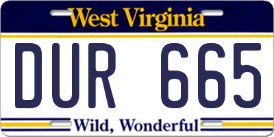 WV license plate DUR665