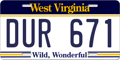 WV license plate DUR671
