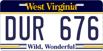 WV license plate DUR676