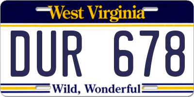 WV license plate DUR678