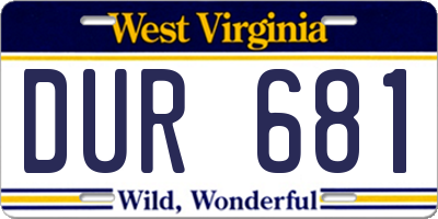 WV license plate DUR681
