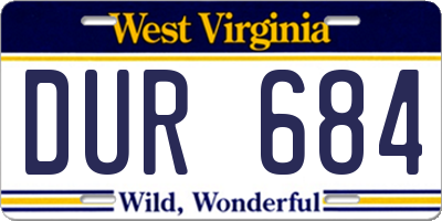 WV license plate DUR684