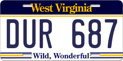 WV license plate DUR687