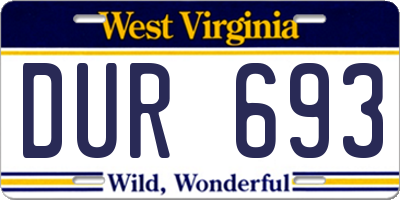 WV license plate DUR693