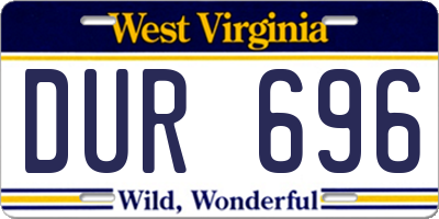 WV license plate DUR696