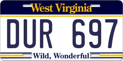 WV license plate DUR697