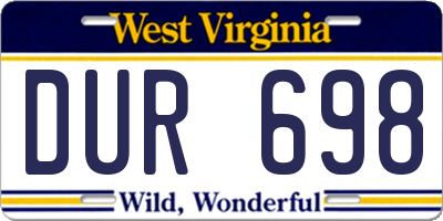WV license plate DUR698