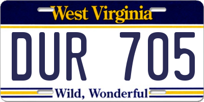 WV license plate DUR705