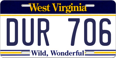 WV license plate DUR706