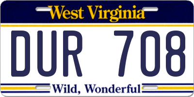 WV license plate DUR708