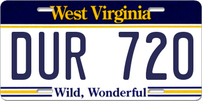 WV license plate DUR720