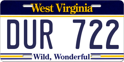 WV license plate DUR722