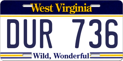 WV license plate DUR736