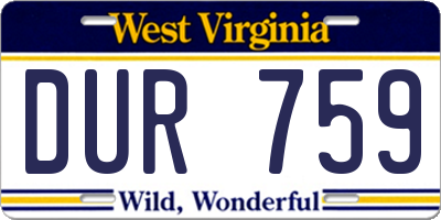 WV license plate DUR759