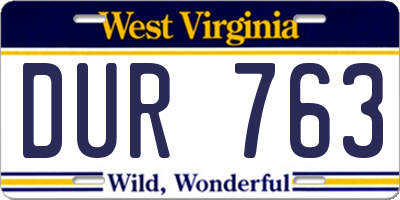 WV license plate DUR763