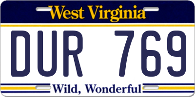 WV license plate DUR769