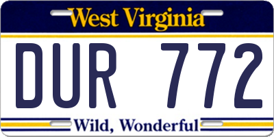 WV license plate DUR772