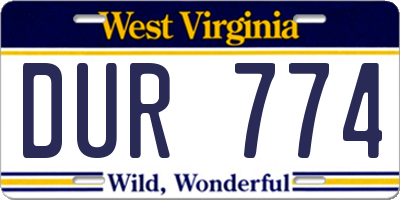 WV license plate DUR774