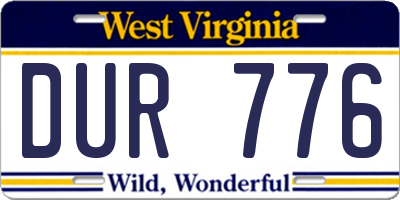 WV license plate DUR776