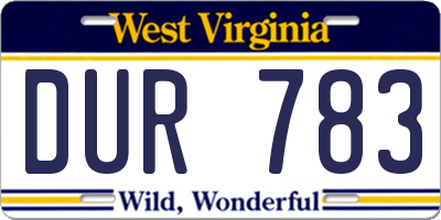WV license plate DUR783