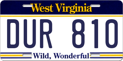 WV license plate DUR810