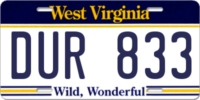 WV license plate DUR833