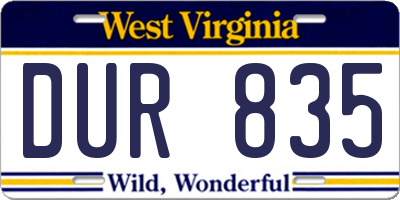 WV license plate DUR835