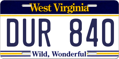 WV license plate DUR840
