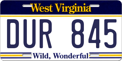 WV license plate DUR845