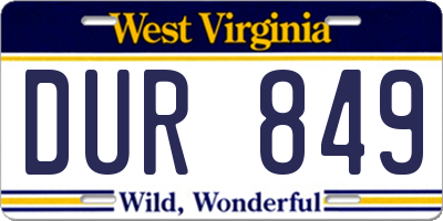 WV license plate DUR849