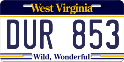 WV license plate DUR853
