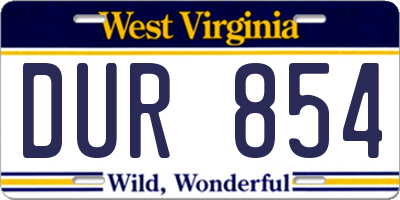 WV license plate DUR854