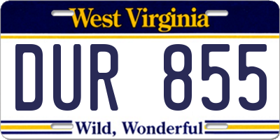 WV license plate DUR855