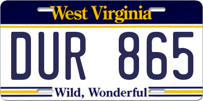 WV license plate DUR865