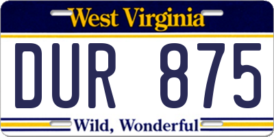 WV license plate DUR875